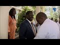 Raila Odinga hosts President Uhuru Kenyatta at his Bondo home.