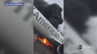 American Plane Fire | INSIDE the Plane Evacuation [RAW VIDEO]