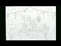 Birthday Celebration Drawing Birthday Party Drawing Memory Drawing Easy ArtByLipi