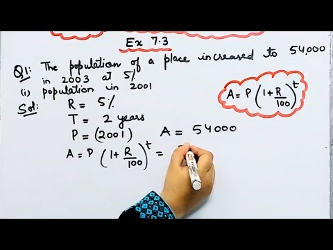 Population of place increased to 54000 in 2003 at rate of 5% per annum I Find population in 2001 I