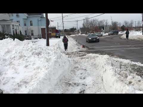Sidewalk conditions near Brockton High School after Jan. 4, 2018, snowstorm
