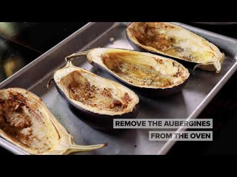 Stuffed aubergine with beef mince