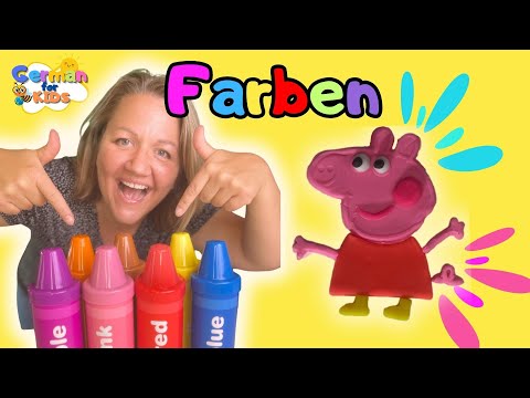 Lerne Farben mit Riesen Farbstift Überraschungen und Peppa Wutz Knete | Learn German Colors with
