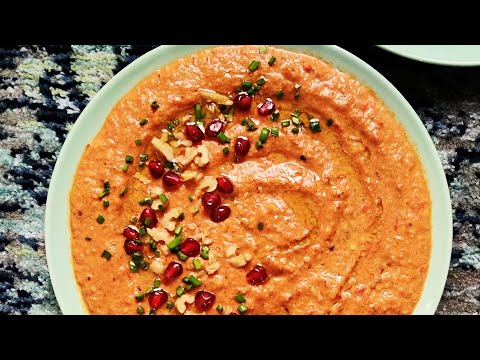 Muhammara Amazing Roasted Pepper & Walnut Dip | Syrian Red Pepper Dip #muhammara #vegan