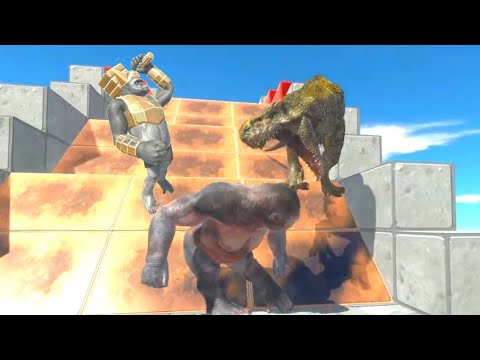 PRIMATES VS CARNIVORE DINOS - FIGHT ON THE CRAZY RAMP - WHO GETS IN THE CROWN? - ARBS