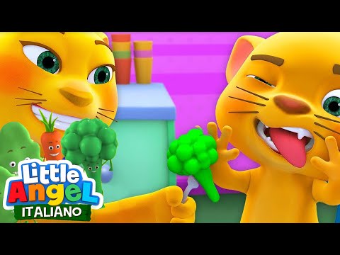 Io mangio le mie verdure | Cibo sano per bambini | Little Angel Italiano