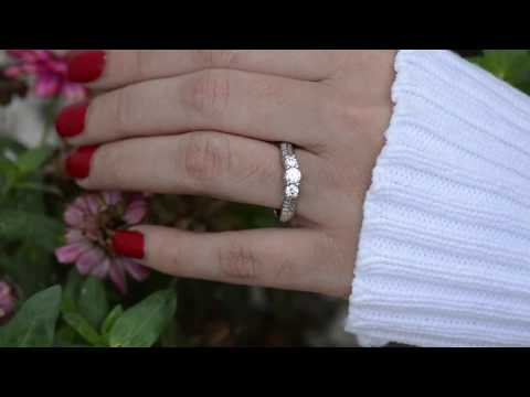 0.87 Ct. Three Stone Knife Edge Shank Wedding Band - TwoBirch TB-WR-0162-WG-K