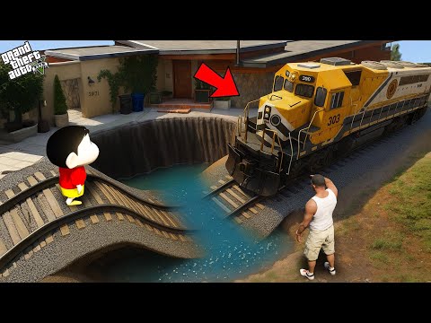 GTA V: Franklin Controlling Train To Save Shinchan And Doraemon In GTA 5 Telugu