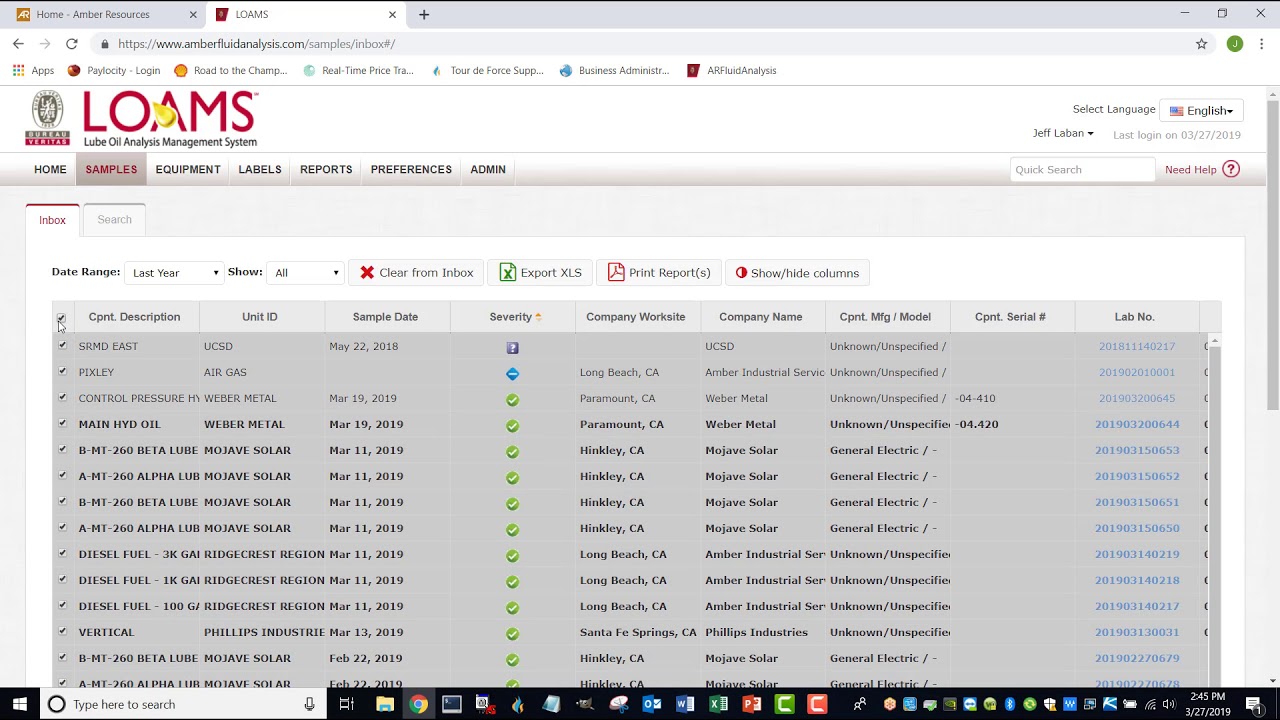 Amber Resources Fluid Analysis Demonstration