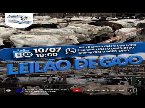 LEILÃO ALBERTO e MARTINS 10/07/2026 AS 18:00 hs em Cachoeira Alta Go.