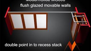 ModernGlide MG600 Flush Glazed Movable Wall - Double Point Into a Recess