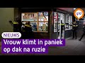 Vrouw vlucht dak op uit angst voor gewapende man
