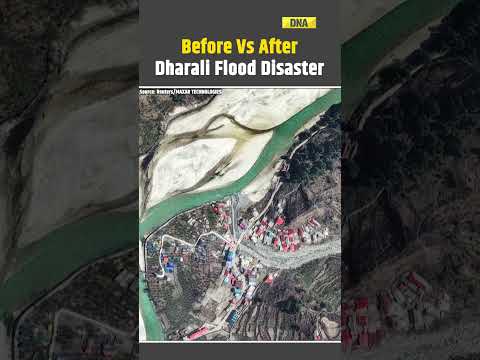 Before & After: Dharali Village Flood Devastation Caught On Satellite #uttarkashicloudburst #shorts