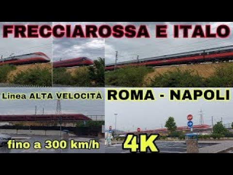 FRECCIAROSSA e ITALO sulla Linea ALTA VELOCITÀ ROMA   NAPOLI   300 km h   4K 2022   Teano, Campania