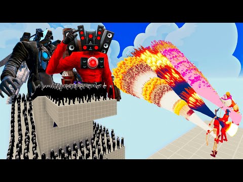 100x CAMERA MAN + 2x TITAN vs 3x EVERY GOD   Totally Accurate Battle Simulator TABS