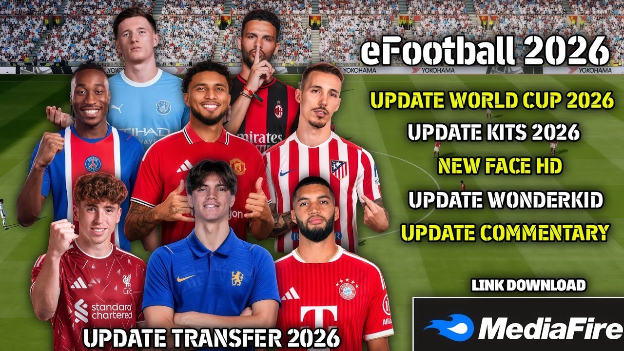 eFootball 26 PPSSPP Android Offline, Transfer 2026 Terupdate, Update Face Hd And Kits Update 2026