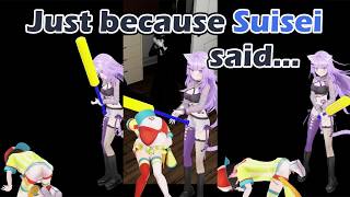 Suisei caused Subaru's butt to get smacked multiple times by Okayu, but then... [hololive/ENG Subs]