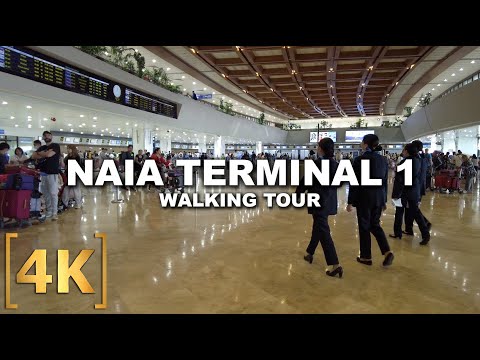 Passeio a pé no Terminal 1 da NAIA | Partidas, Lounge e Gates Tour | 4K | Parañaque, Filipinas