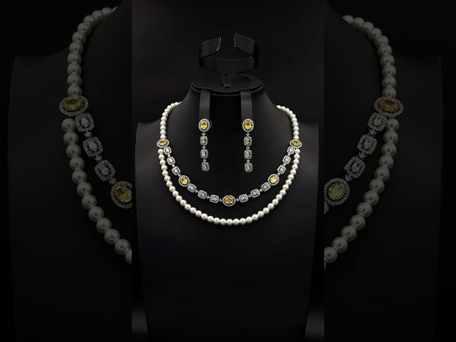 طقم عقد مع حلق اكسسوارات نسائي زركون أنيق إصدار خاص بضمان على اللون – تصميم راقٍ لإطلالة مميزة - RN-0063