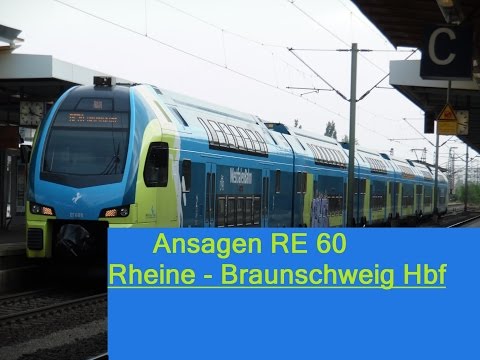 Announcements for WestfalenBahn RE 60 from Rheine - Braunschweig Hbf