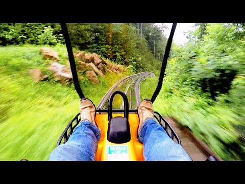 Smoky Mountain Alpine Coaster in the rain on-ride HD POV @60fps