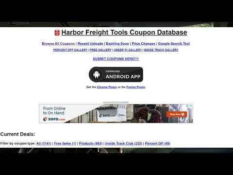 Harbour Freight Coupon Database