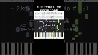 中級#Summer ハ長調#きくだけで弾ける#久石譲#shorts#音感トレーニング#メロディ音名唱#piano#ピアノ初心者#簡単ピアノ#聴いて覚える楽譜#歌って覚える楽譜#JoeHisaishi