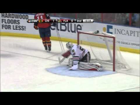 Jonathan Huberdeau penalty shot Chicago Blackhawks vs Florida Panthers 10/22/13 NHL Hockey