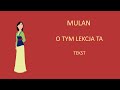 O Tym Lekcja Ta Mulan II 2004 Tekst