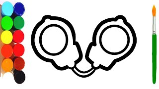 Handcuffs Drawing, Painting and Coloring for kids and toddlers | Draw handcuffs #handcuffs #drawing
