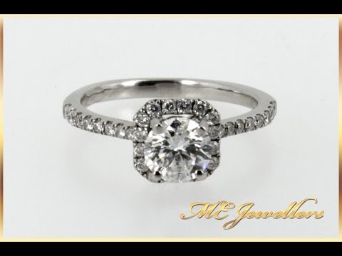 5321 - 18K White Gold Halo Engagement Ring 1.20ct TDW Natural Diamonds