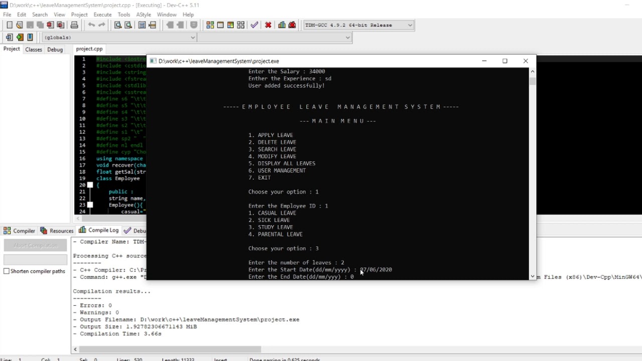 Leave Management System In C++ With Source Code | Source Code & Projects
