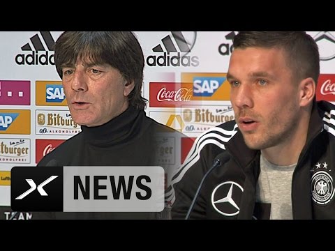 Lukas Podolski und Joachim Löw: Die letzte Pressekonferenz | Deutschland - England