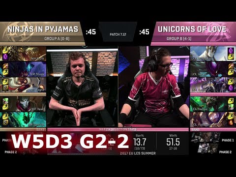 Ninjas in Pyjamas vs Unicorns of Love | Game 2 S7 EU LCS Summer 2017 Week 5 Day 3 | NIP vs UOL G2