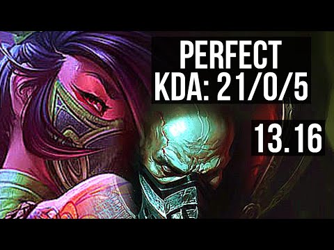 AKALI vs URGOT (MID) | 21/0/5, Legendary, Quadra, 6 solo kills, 300+ games | NA Challenger | 13.16