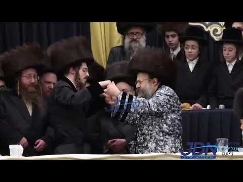 Bobov45 Rebbe Dances With Sadigura Rebbe at His Einikel's wedding - Shvat 5783