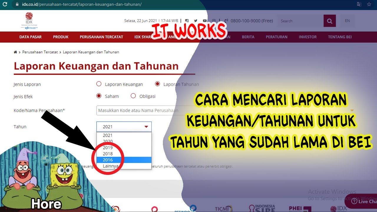 Tutorial Mencari Laporan Keuangan atau Tahunan Untuk Tahun yang Telah Lampau