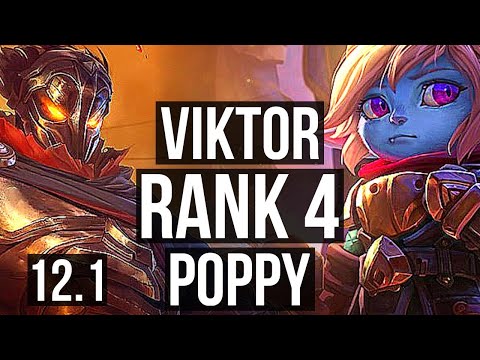 VIKTOR vs POPPY (MID) | Rank 1 Viktor, Rank 4, Godlike | KR Challenger | 12.1