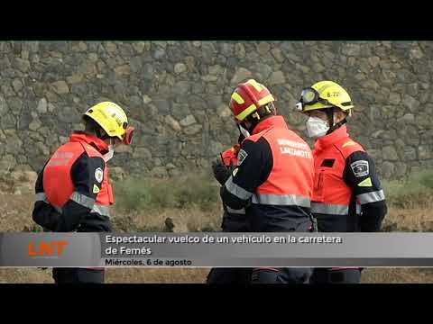 Espectacular vuelco de un vehículo en la carretera de Femés