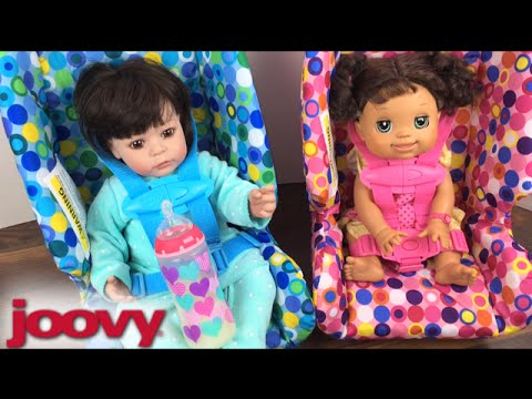 Joovy Pink and Blue Toy Booster Seat Unboxing and trying with Adora Doll, Baby Alive, and Reborn! Video