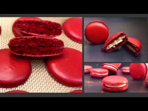 No Hollow Red Velvet Macaron Recipe with Detailed Real-Time Macaronage - Swiss Method