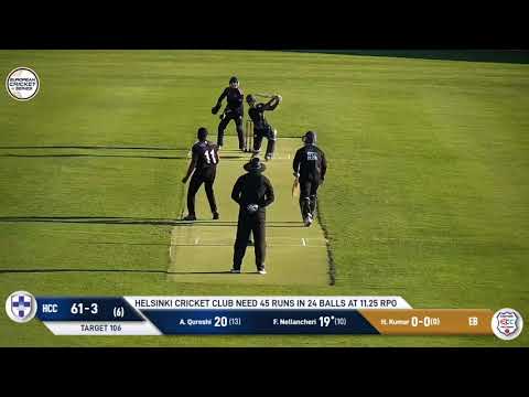 Famous batting from Faheem Nellancheri at European Cricket Series Helsinki