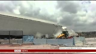 DRAMATIC FOOTAGE SHOWS BRAZIL CRANE COLLAPSE - BBC NEWS