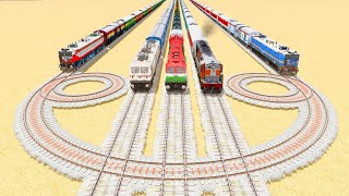 2️⃣ TRAINS PASSING AT BIGGEST DOUBLE LOOPING U-TURN RAILROAD TRACKS🔺Train Simulator | Trains Gaming