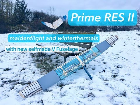 Prime II by CLM Pro -  Maidenflight with Selfmade V Fuselage in winter #res #f3l #thermal #soaring