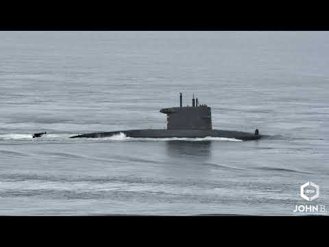 HNLMS Zeeleeuw Dutch submarine of the Walrus class on a trip through Sandnessundet in Tromsø.
