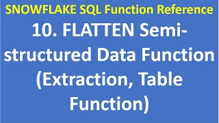 10 FLATTEN Semi structured Data FunctionExtractionTable Function SnowflakeDataCloudVCKLY Tech