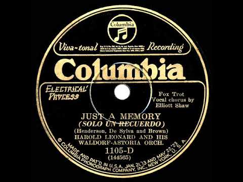 1927 Harold Leonard - Just A Memory (Elliott Shaw, vocal)