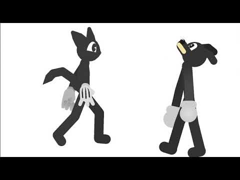 Sticknodes with cartoon cat and cartoon dog