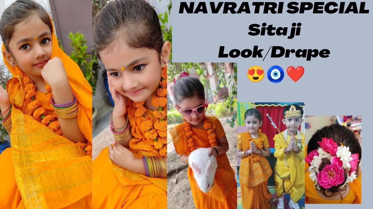 Sita Mata Costume | Kids Saree Draping| How to Drap Saree Mytho Look| Dress up like Sita Mata #Aria